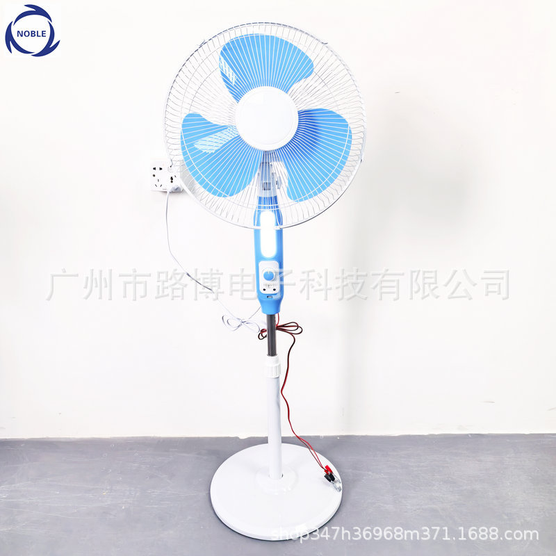 外贸现货16/18寸落地立扇太阳能直流两用带照明灯太阳能风扇