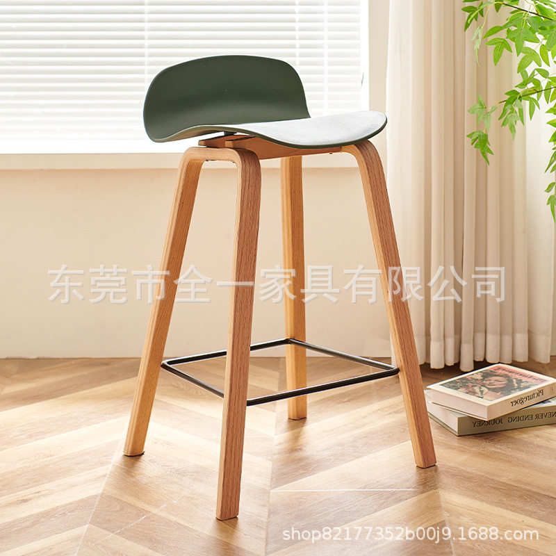 现代简约北欧实木家用高脚椅设计师创意吧台椅前台接待收银员吧椅