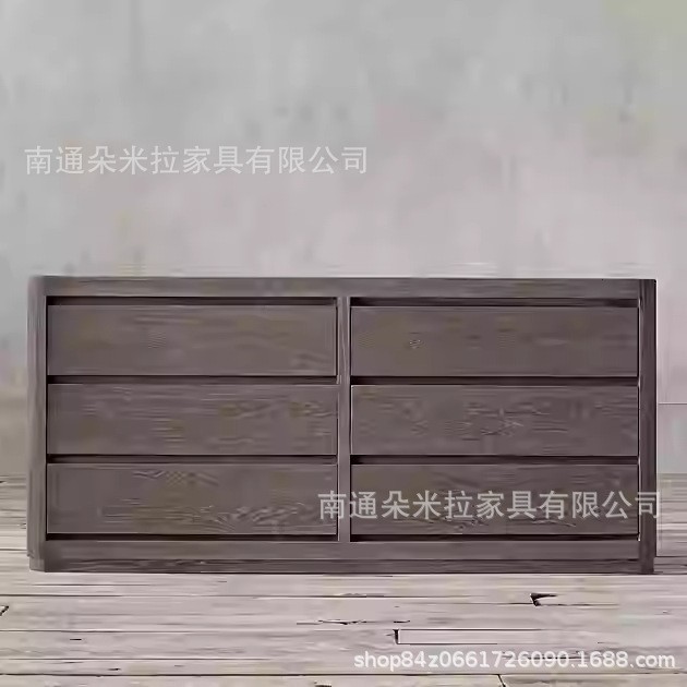 RH灰橡木实木五斗柜乡村复古卧室储物抽屉柜九斗柜客厅边柜