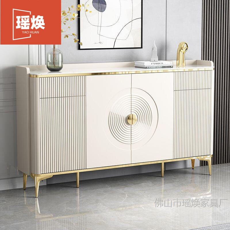 意式奶油岩板大容量靠墙餐边柜