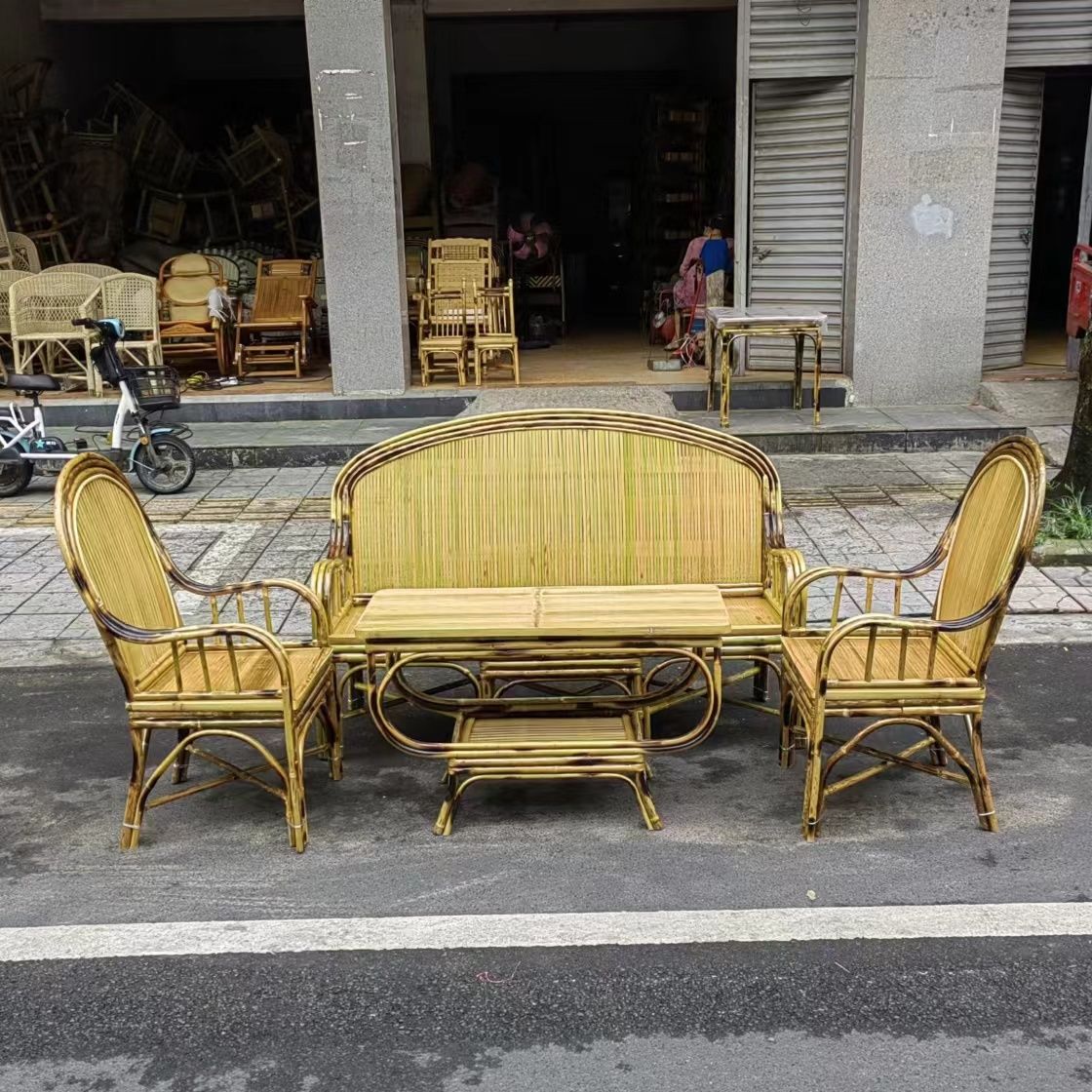 客厅竹椅子三人长椅竹制桌椅客厅竹子沙发茶几组合老式复古小户型