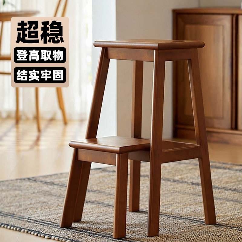 复古实木可折叠双层室内梯凳