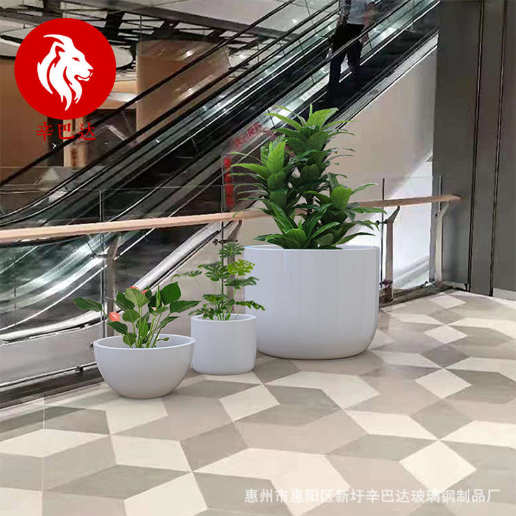 创意玻璃钢花盆办公室商场店铺广场大堂美陈花瓶室内外种植池花钵