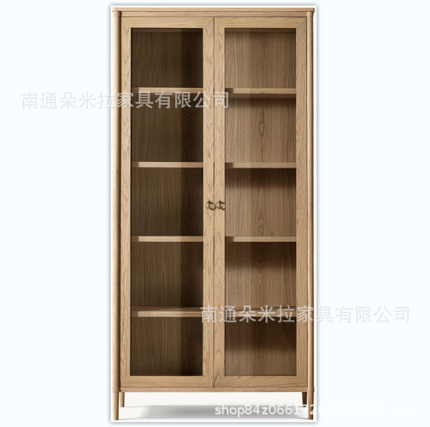 RH美式乡村实木复古储物双门书柜别墅会所样板房设计师餐厅餐边柜