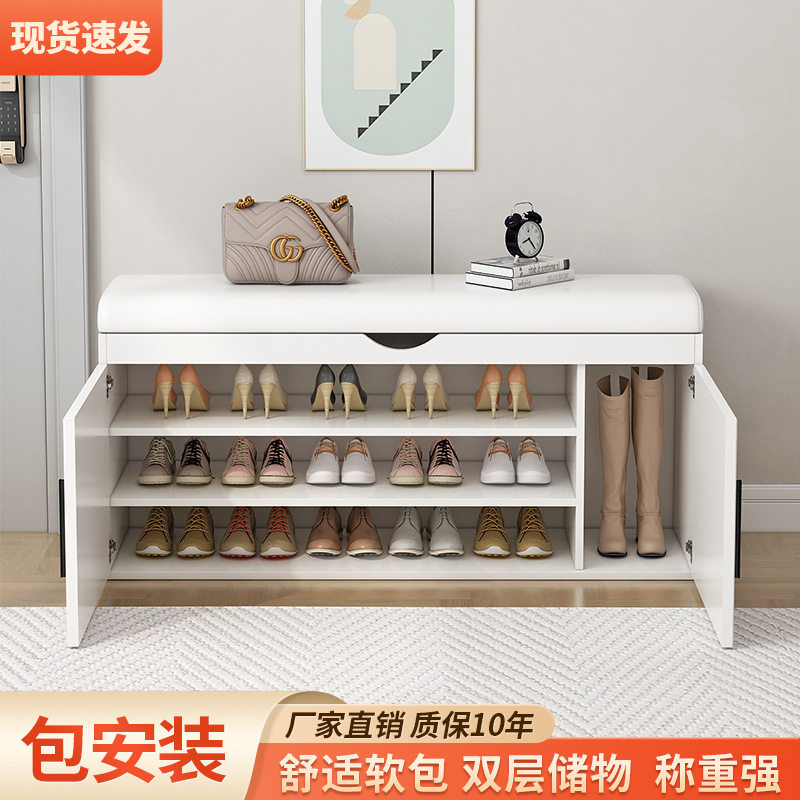 轻奢入户换鞋凳一体鞋柜收纳