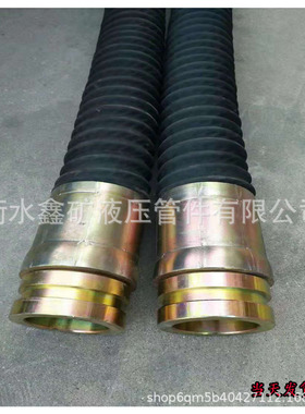 DN50/65输水管黑色夹布大口径钢丝输水胶管一死一活法兰盘高压管