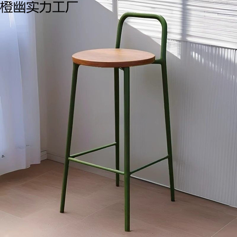 北欧现代简约轻奢设计师户外吧台椅家用酒吧凳网红靠背彩色高脚凳