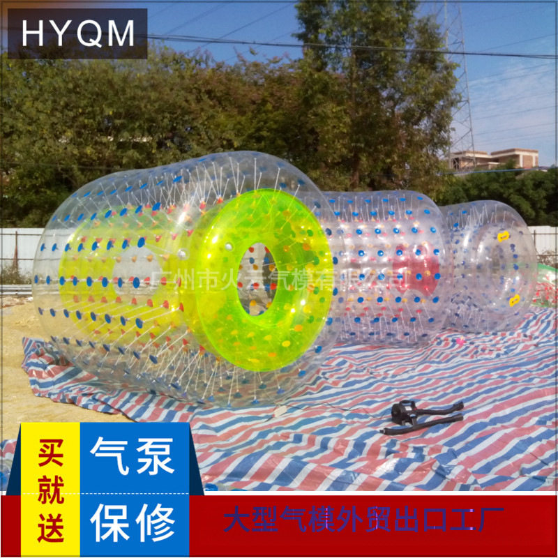 PVC/TPU充气滚筒球 水上滚筒彩灯滚筒球雪地滚筒步行球充气碰碰球
