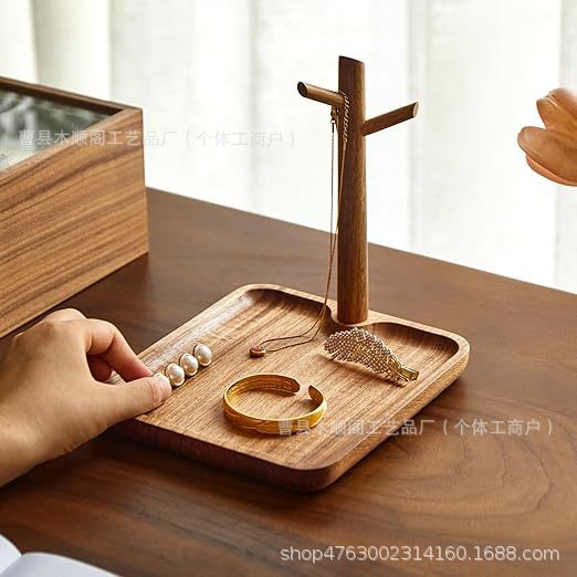 实木挂钥匙收纳支架客厅门口玄关摆件桌面创意木质首饰架置物架