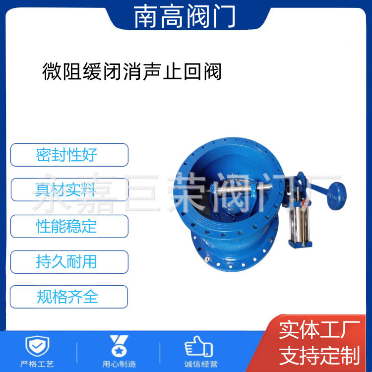 南高阀门DHH44X微阻缓闭消声止回阀不锈钢减震耐磨斜板式结构