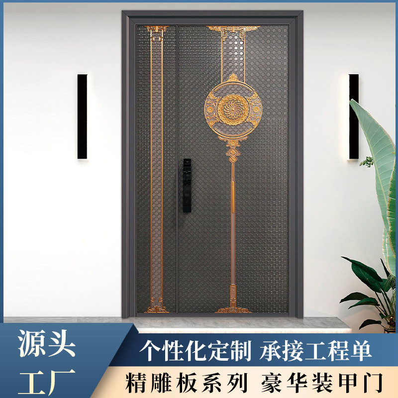 佛山厂家甲级防盗入户门铝艺大门小区院子进户门精雕铸铝别墅大门