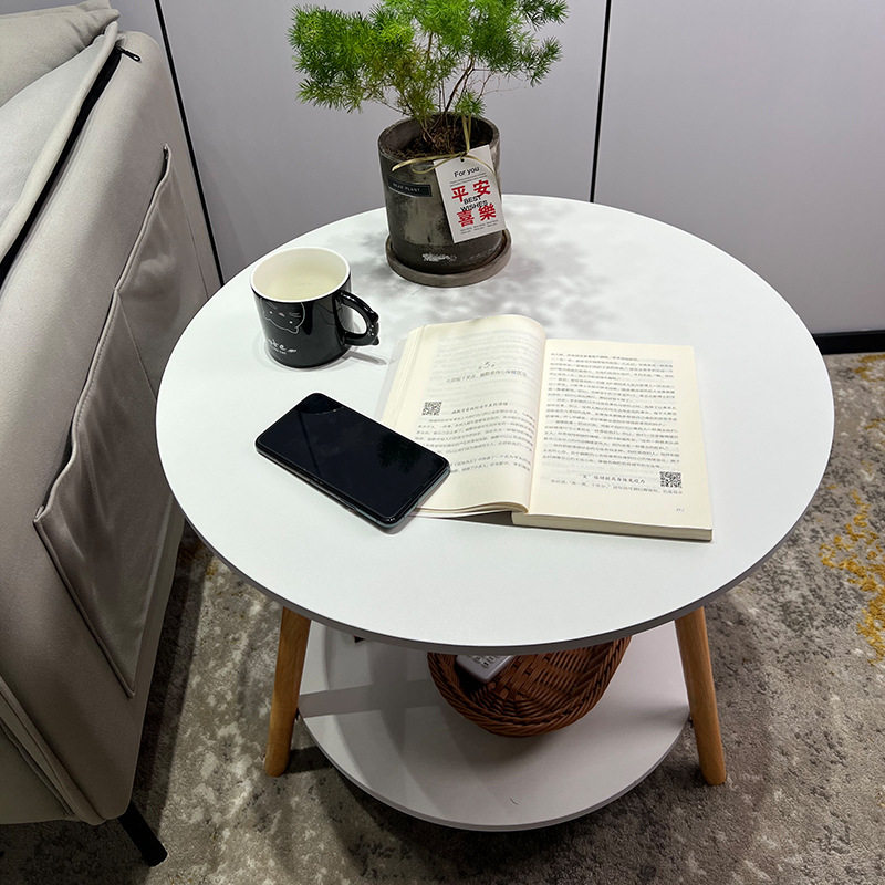 小圆桌茶几出租屋迷你客厅阳台简易家用边几置物桌北欧床头小桌子