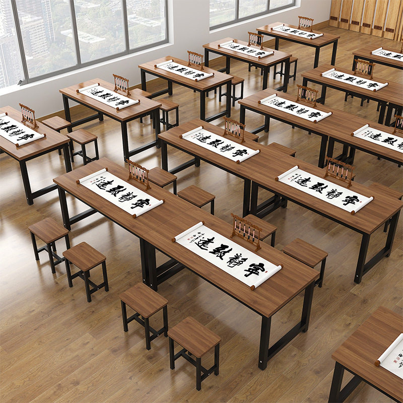 实木书桌书法桌辅导班绘画课桌毛笔写字台国学桌围棋美术培训桌椅