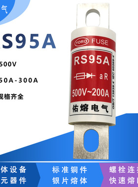 佑熔电气RS95A aR 500V 63A100A125A160A200A250A300A快速熔断器