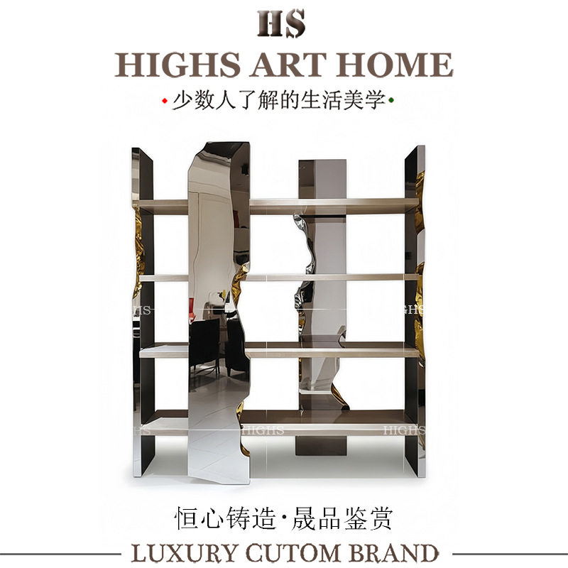 奢华金属实木多层书架设计师款