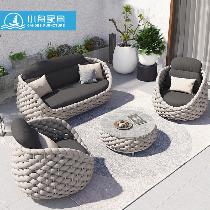 户外庭院藤编沙发藤椅茶几组合别墅客厅室外露台阳台休闲家具沙发