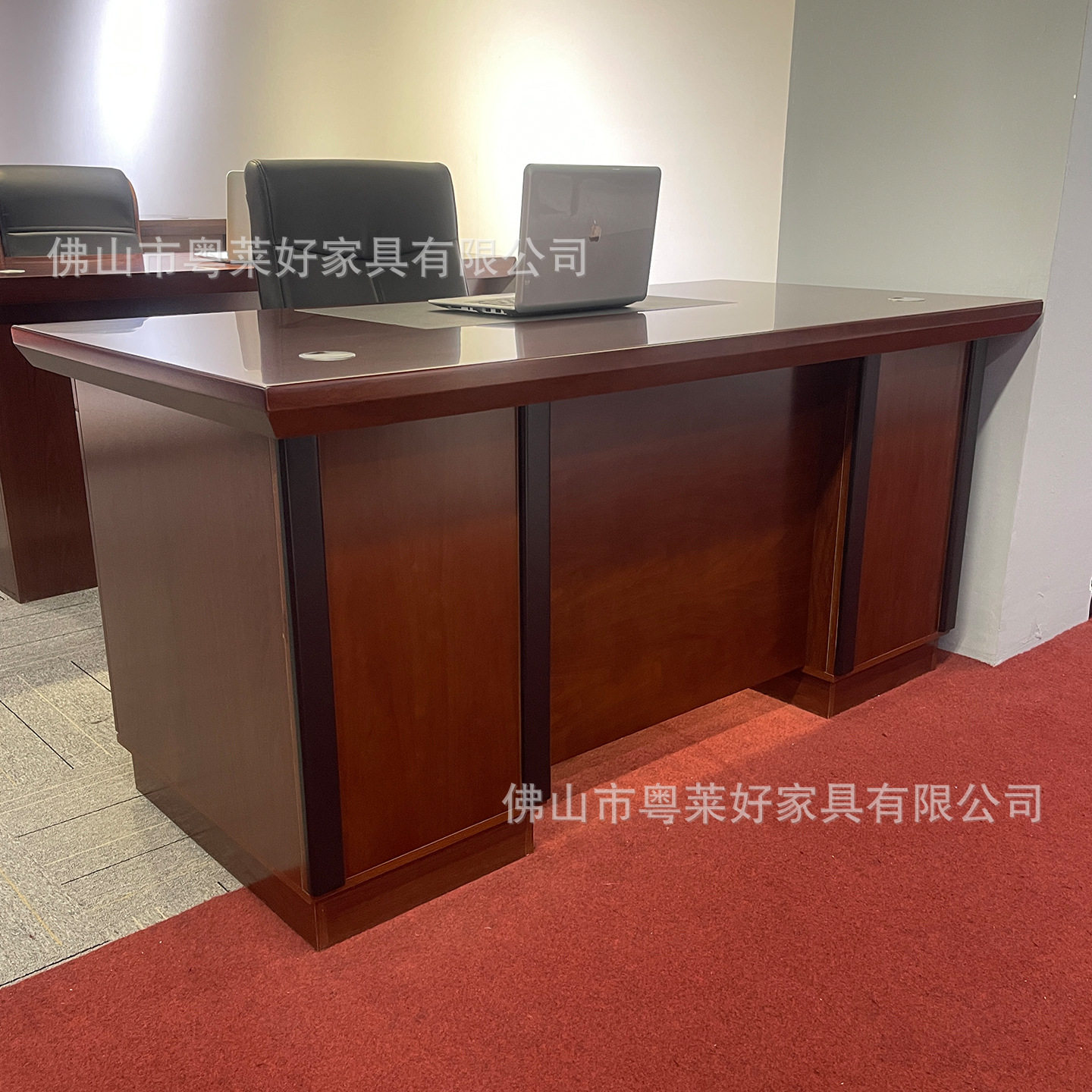 现代中式大台面单人办公电脑桌