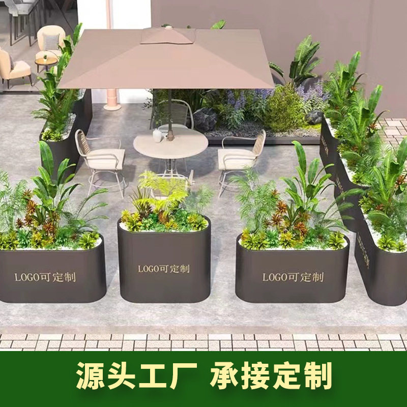 铁艺镀锌户外长方形花箱隔断护栏