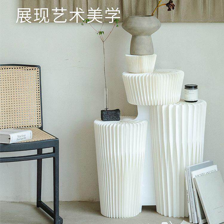 十八纸展台展示架多层陈列折叠中岛展会办公家用创意设计圆柱台面