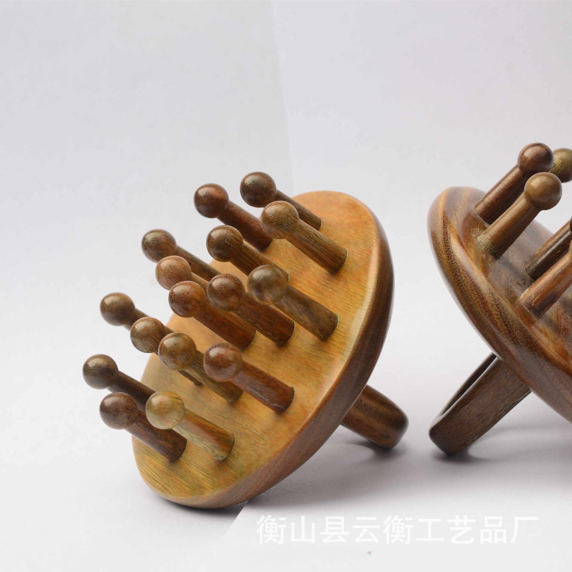 头部经络按摩梳手指按压头皮按摩木梳家用顺发木质指环经络刷