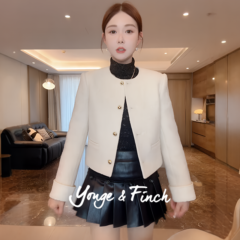 YongeFinch扬芬缇2025秋冬新款小香风短款外套女上衣GRACEFUL