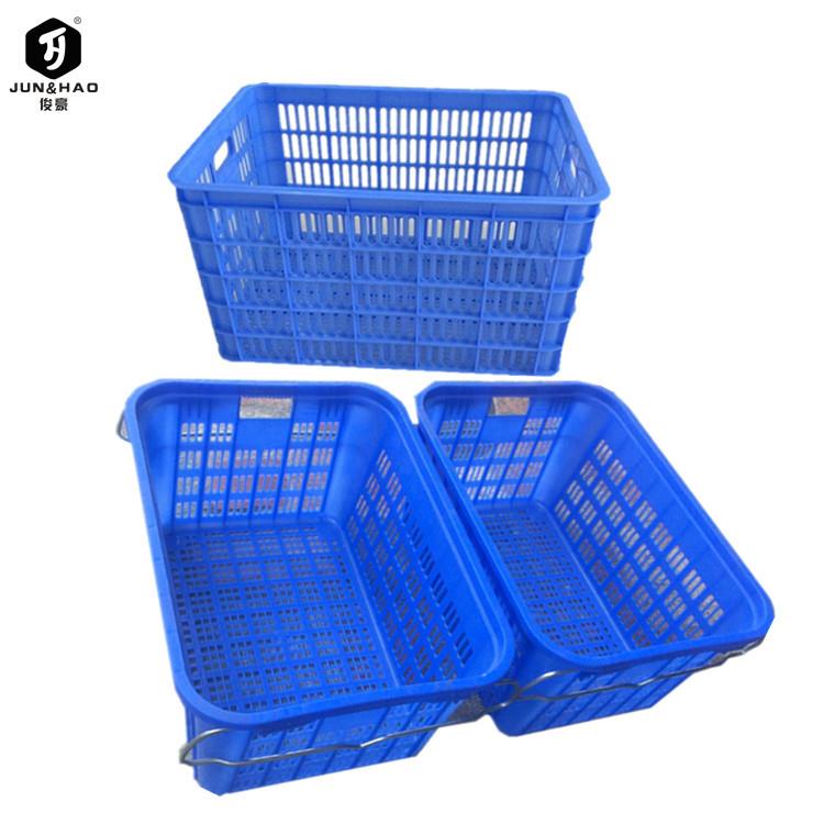 厂家生产经久耐磨pp塑料周转箩水果蔬菜周转框带铁耳可叠式塑胶箩