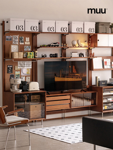 MUU挂墙系统洞洞板实木组合书架电视墙沙发后玄关边柜隔板置物架