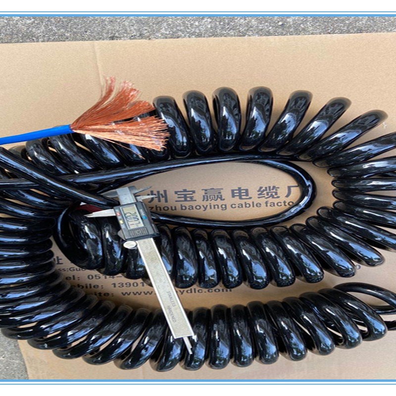热销厂销行车电磁吸盘用2芯16平方大圈径带钢丝螺旋电缆弹簧线拉