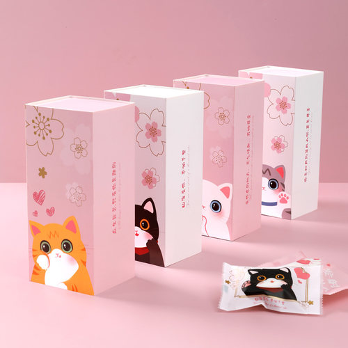热销猫咪抽屉礼盒雪花酥牛轧糖奶枣手提包装盒袋牛轧饼干曲奇糖果