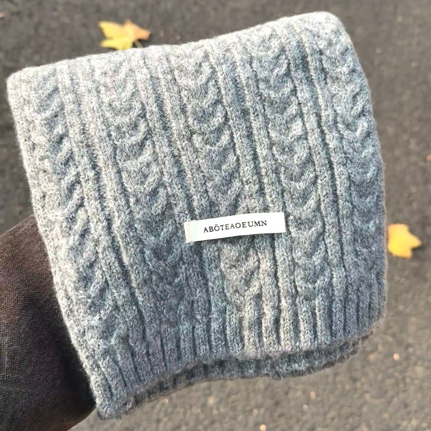 灰色针织含羊毛围巾女秋冬季2025新款加厚保暖韩系氛围感护颈围脖