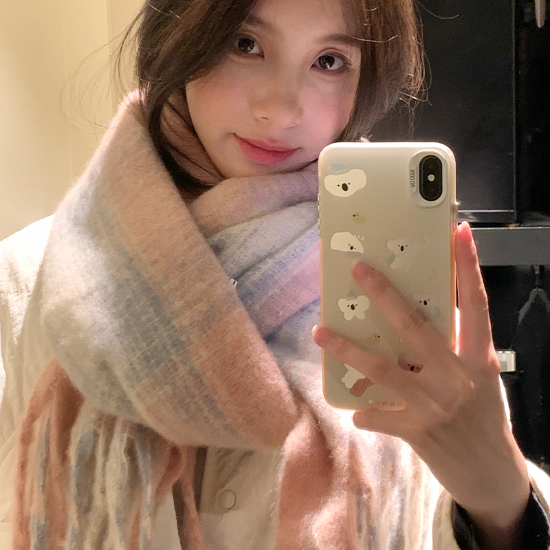 韩系氛围感秋冬季围巾女2025新款加厚保暖甜美可爱学生百搭围脖冬