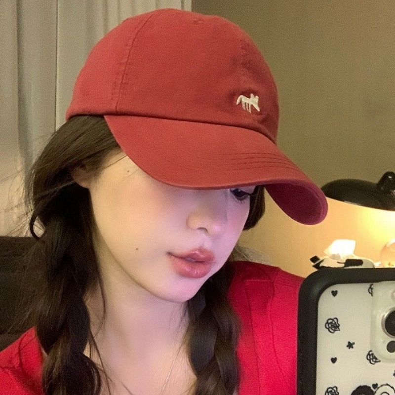 高品质红色棒球帽女2025新款
