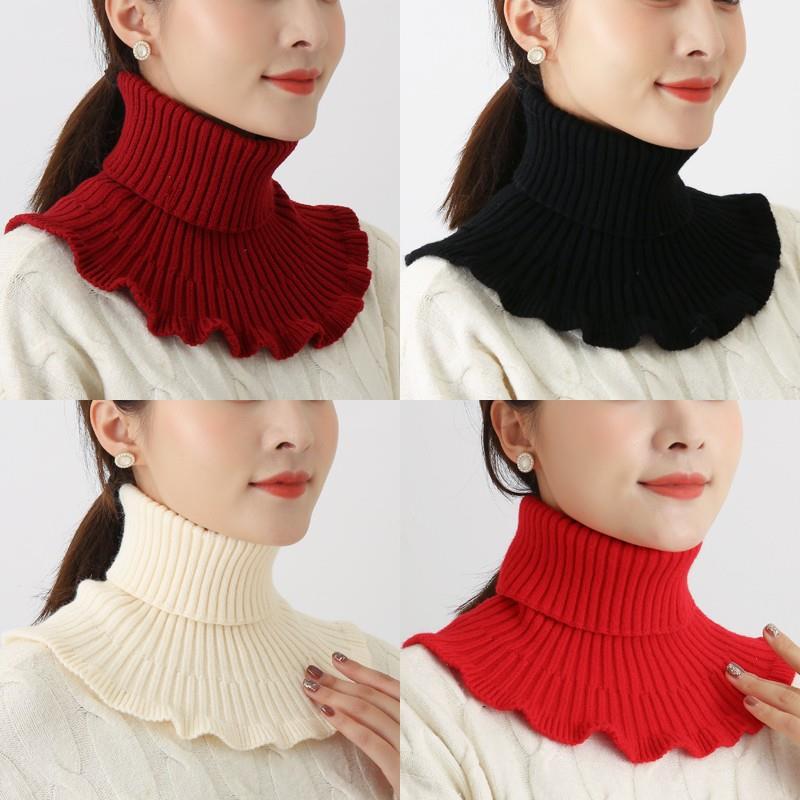 假领子女式黑色围脖冬季百搭保暖领圈衣领毛线高领脖套配毛衣领套