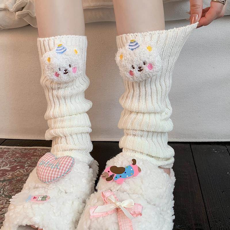 白色堆堆袜套秋冬季加厚保暖长筒袜女款显瘦腿套日系可爱jk小腿袜