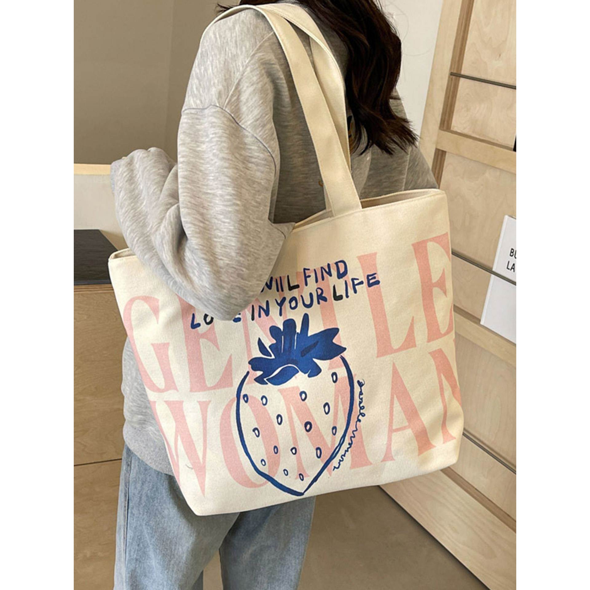 帆布包包女大容量2025新款潮流时尚简约单肩包手提百搭休闲托特包