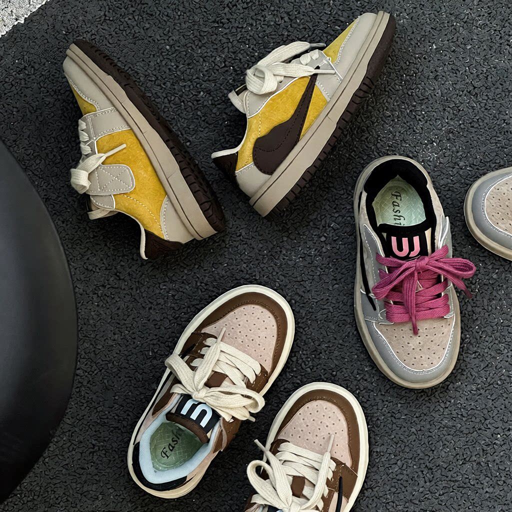 儿童运动鞋春季新款低帮板鞋女童鞋子中大童休闲真皮男童鞋子