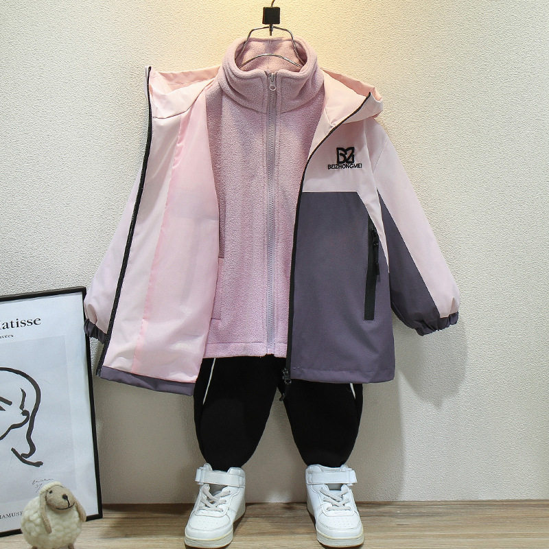 女童外套儿童可拆卸三合一冲锋衣2025秋冬款新款洋气大童风衣套装