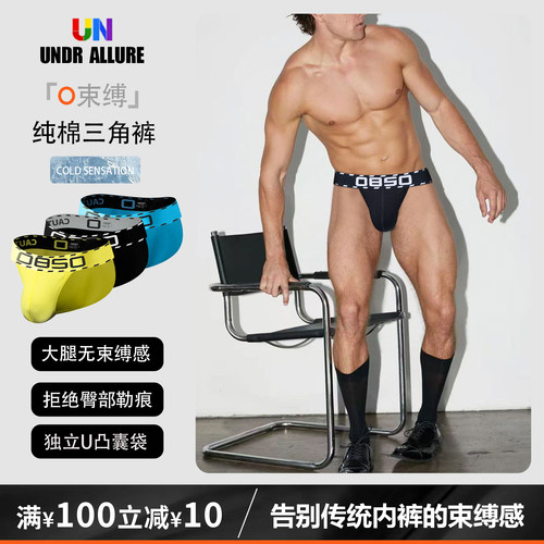 2条装纯棉高叉三角内裤性感激凸
