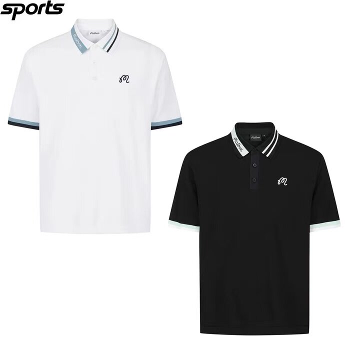 26春夏新款韩国MALBON高尔夫男装运动透气弹力拼色翻领短袖T恤男