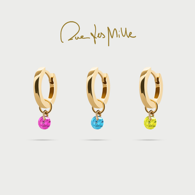 RuedesMille 彩色小水滴耳环女两戴简约个性耳环耳饰潮OR031M6TAU
