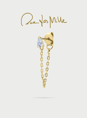 【新品】RuedesMille意大利原创水滴锆石链条耳钉轻奢高级感耳链