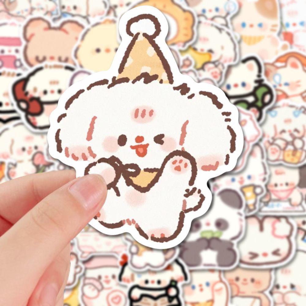 100张可爱小动物贴纸卡通Q版高颜值mini头像手账手机装饰贴画