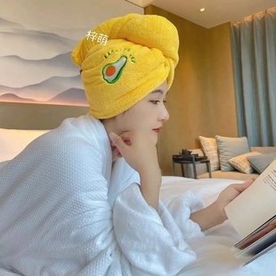 双层加大加厚超吸水简约时尚甜美可爱正反两用女士干发帽（不掉毛