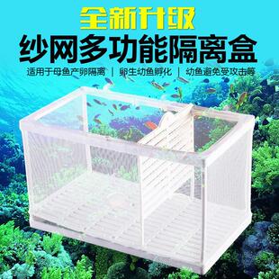 鱼缸水族箱水中隔离网繁殖孵化盒鱼缸漂浮带吸盘大号小号带有隔板