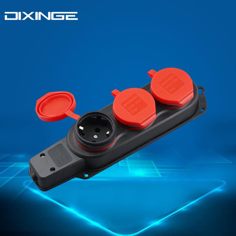 欧规德式户外防水排插 IP44欧式德标室外防雨插排 带盖子无线插板