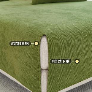 通用型防滑坐垫子简约现代实木皮套罩跨境 高级感人字纹沙发垫四季