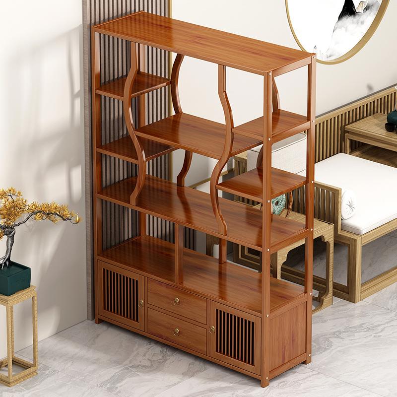 落地摆件置物架进门屏风新中式隔断柜玄关柜楠竹博古架柜子展示柜
