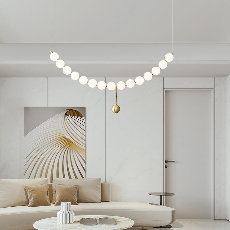 现代简约一字长条loft公寓魔豆灯饰意式餐厅吊灯全铜设计师吧台灯