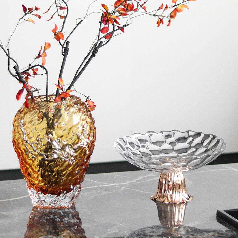 样板房软装搭配饰品摆件组合套装桌面玻璃花器果盘设计师轻奢摆件