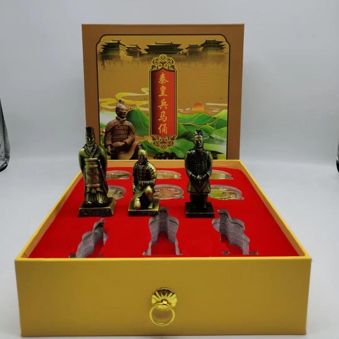 秦始皇兵马俑摆件纪念章工艺品直播会销新媒体